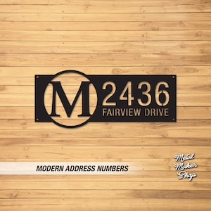 Mounted Address Sign, Metal, Monogram Address Sign for House, Address Plaque, Address Sign | S126
