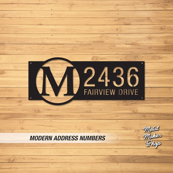 Mounted Address Sign, Metal, Monogram Address Sign for House, Address Plaque, Address Sign | S126