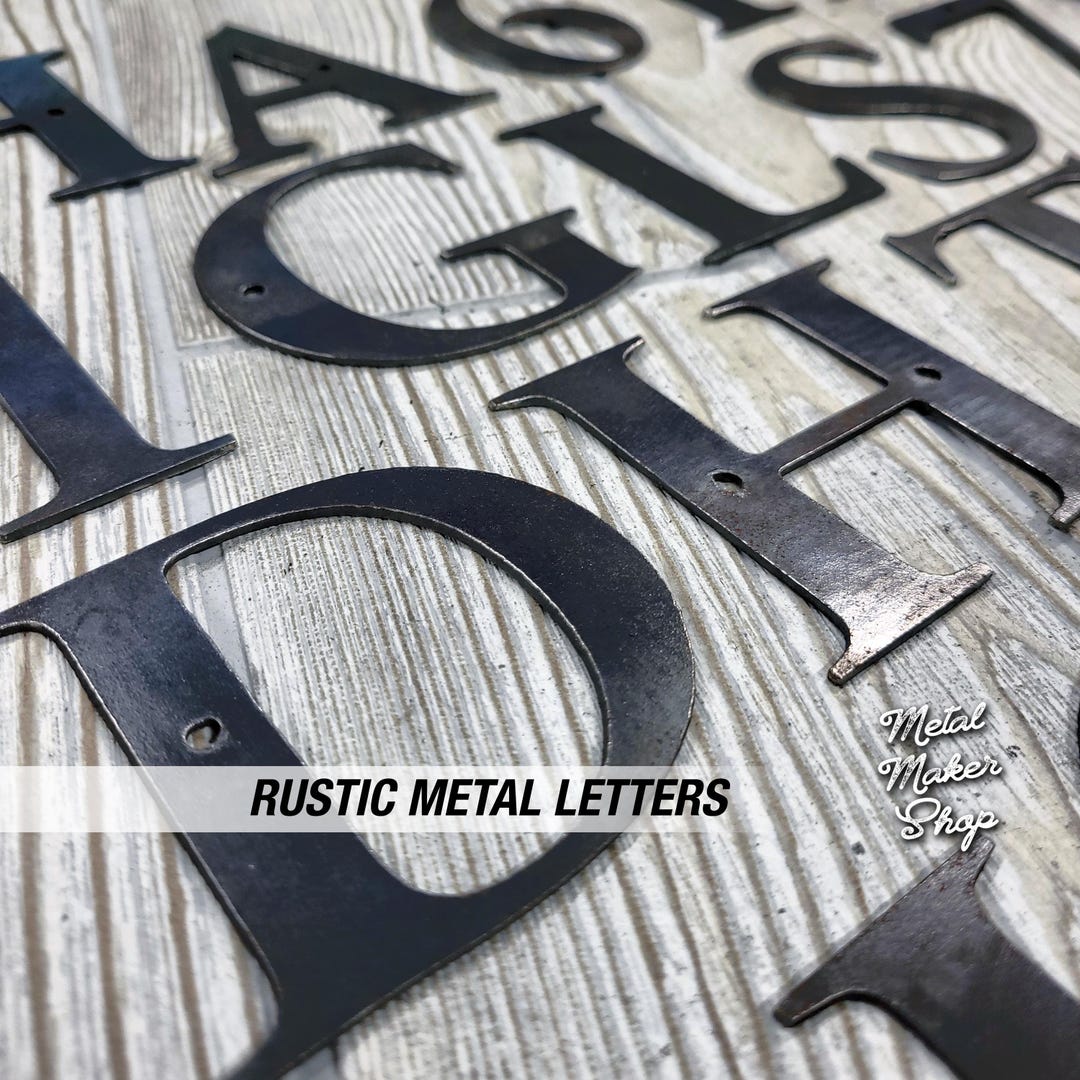 Rustic Metal Letters & Numbers, Serif Font - Etsy