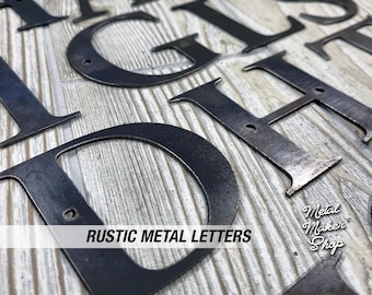 Rustic Metal Letters & Numbers, Serif Font