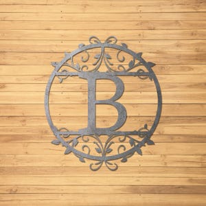 Personalized Metal Letter Sign: Vine Monogram, Custom Family Name
