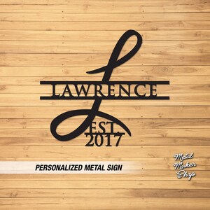 Personalized Metal Family Name Sign - Circle Monogram