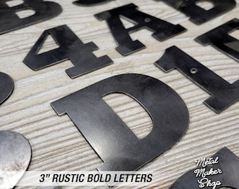 3" Rustic Raw Steel Letters & Numbers: Individual Crafting Letters
