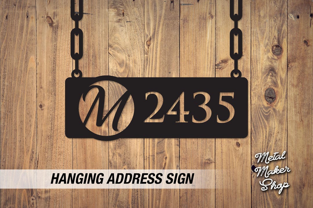Hanging Address Number Sign: Laser Cut Steel, Monogrammed - Etsy