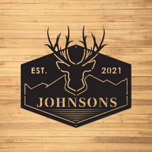 Personalized Deer Metal Sign: Hunter Gift, Cabin Decor, Family Name