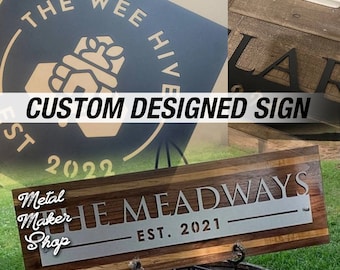Custom Designed Metal Signs, Custom Metal Sign, Business Sign, Metal Name Sign, Metal Sign, Metal Wall Art, Free Shipping