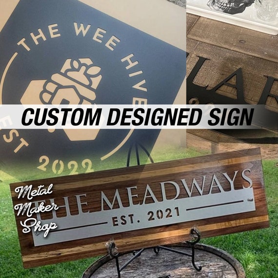 Custom Designed Metal Signs, Custom Metal Sign, Business Sign, Metal Name Sign, Metal Sign, Metal Wall Art, Free Shipping