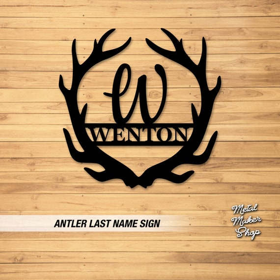 Deer Antler Sign, Last Name sign, Signs for a Cabin, Decorative Sign, Metal Sign, Free Shipping, Custom Metal Sign |  S173