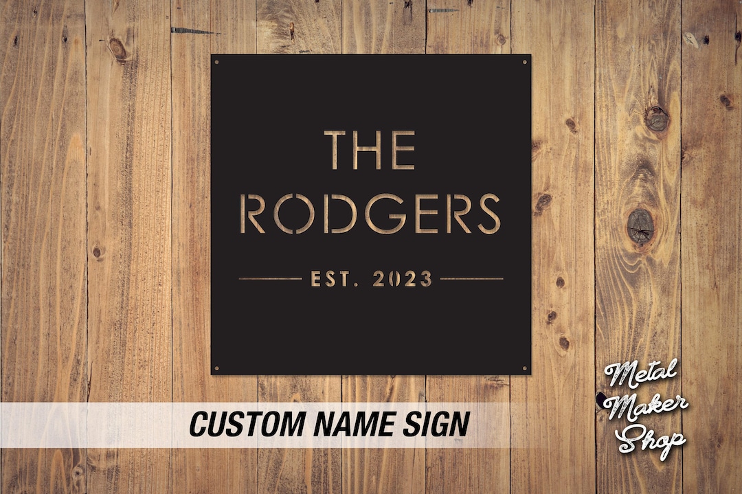 Personalized Metal Family Name Sign, Custom Square Business Sign - Etsy