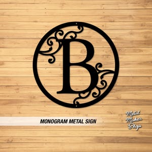Custom Metal Monogram Sign: Laser Cut Steel, Personalized Home Decor