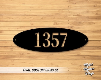 Oval Metal Address Sign: Custom House Number Plaque