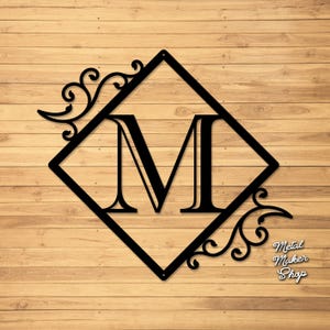 Metal Letter Family Sign, Diamond Letter Monogram, Free Shipping, Custom Metal Sign