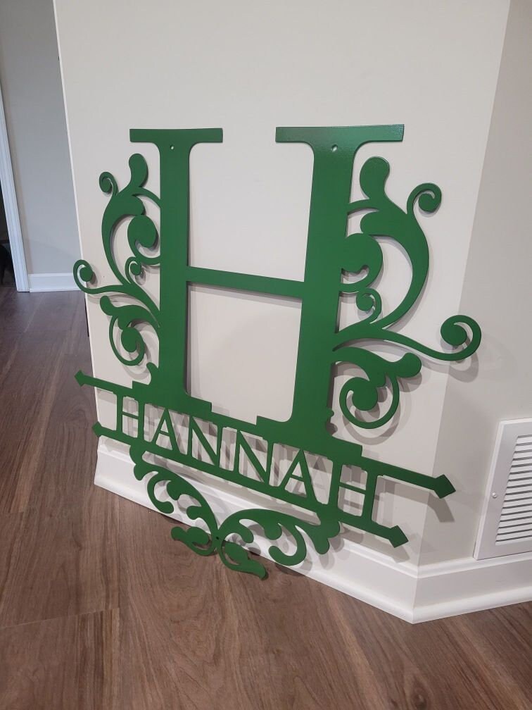 Decorative Metal Sign Name With Flourishes Decorative Name Etsy