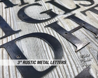 3" Rustic Metal Letters, Crafting Letters, Priced Per Letter, Individual Letters, Numbers, 3 inch Letters