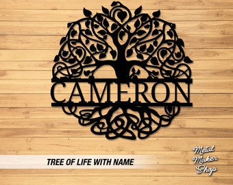 Family Tree with Name, Custom Metal Sign, Metal Signs, Free Shipping | S142