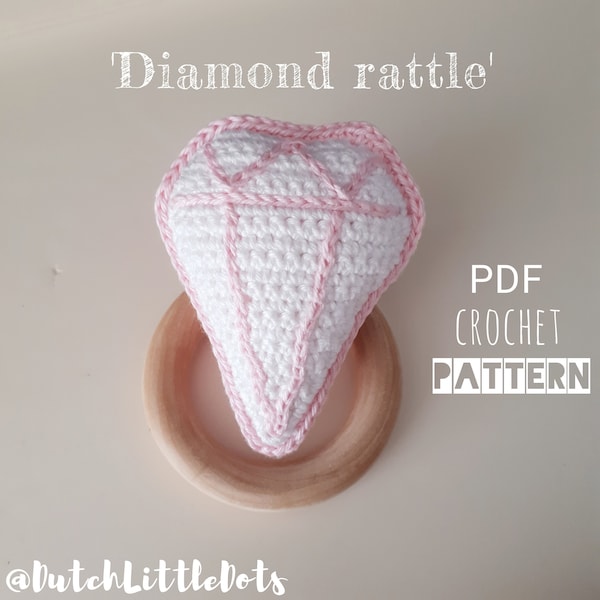 ENG + NL Diamond Rattle PDF Crochet Pattern, Instant download