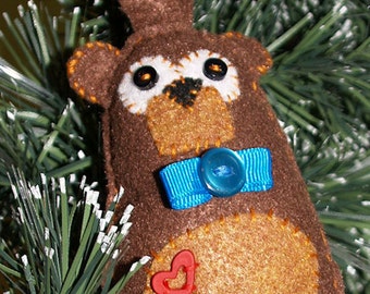 Christmas Ornament- Felt Ornament- BooBoo the Bear Felt Ornament