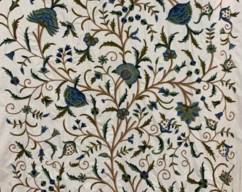 Hand Embroidery Crewel Fabric Design WoodS  Base Fabric Is Cotton Duck Embroidery Wool 100% Handmade. (Free Shipping)