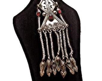 Antique Middle Eastern Handcrafted Necklace Tribal  Wedding Ornament Silver Alloy Metal
