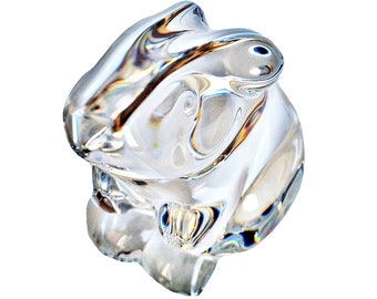 Baccarat   Handcrafted Crystal Sitting Rabbit Sculpture Figurine Made In France Signed