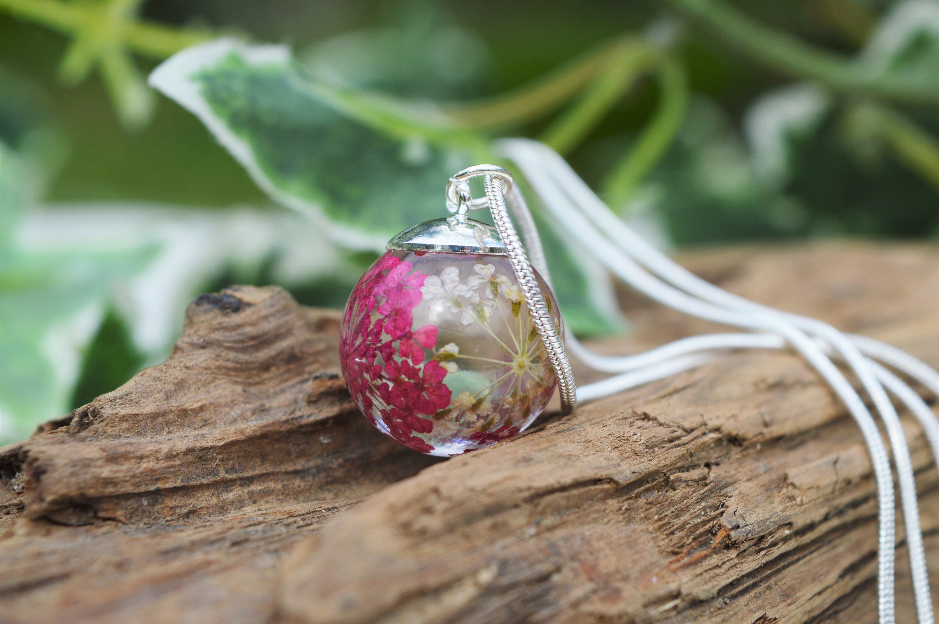 Handmade Real Flower Resin Sphere Necklace Etsy Australia