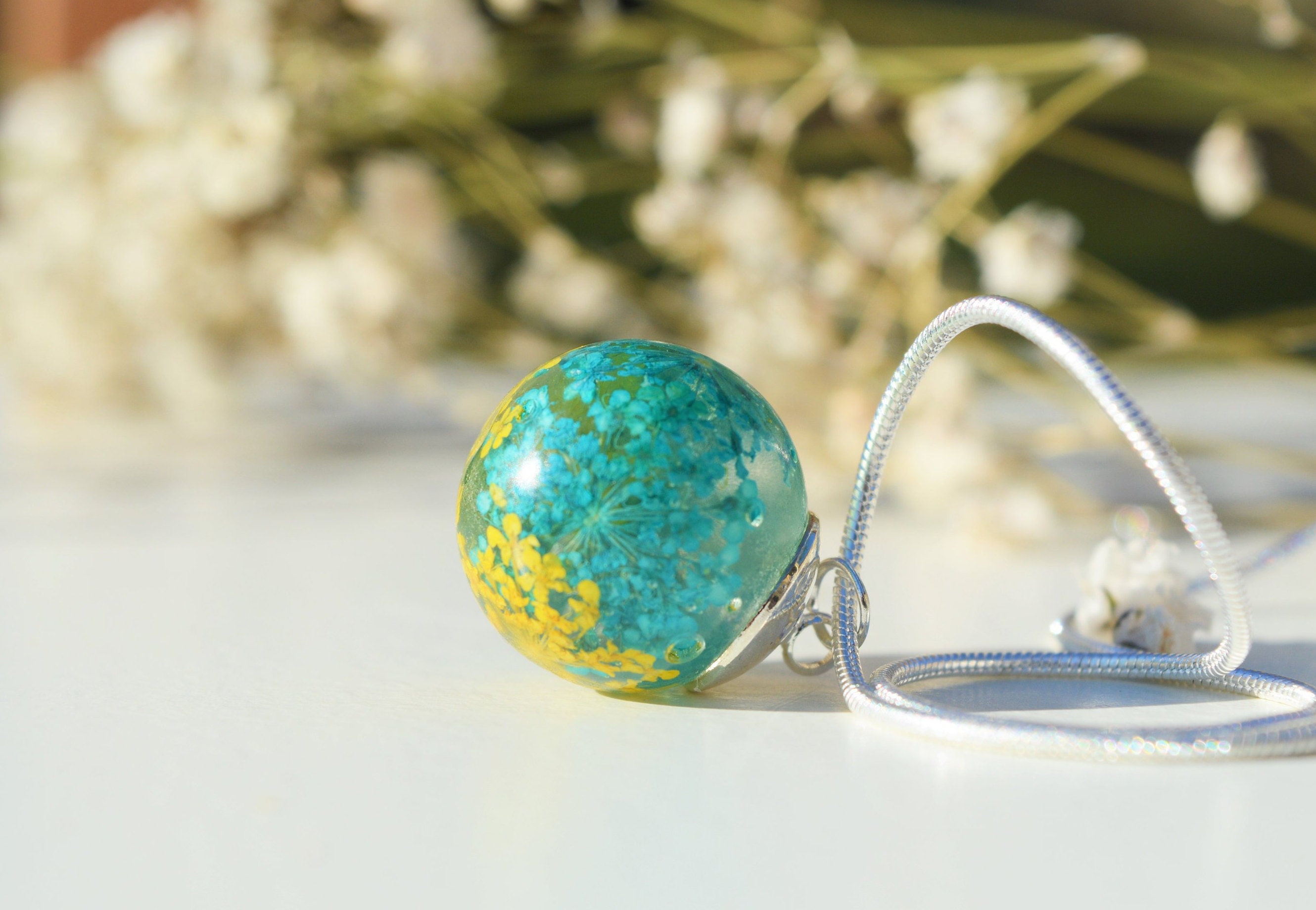 Beautiful Handcrafted Resin Sphere Pendant Necklace Real Etsy