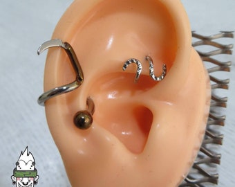 On sale! handmade titanium scythe twisted ring for conch 12G(2x10mm)(snake not available)