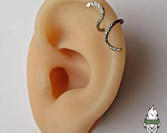 Handmade titanium helix snake piercing 16G(1.2x8mm).