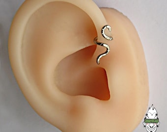 Handmade titanium forward helix snake piercing 16G(1.2x5mm).