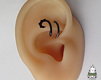 Handmade blackened niobium rook piercing 16G(1.2x9mm).