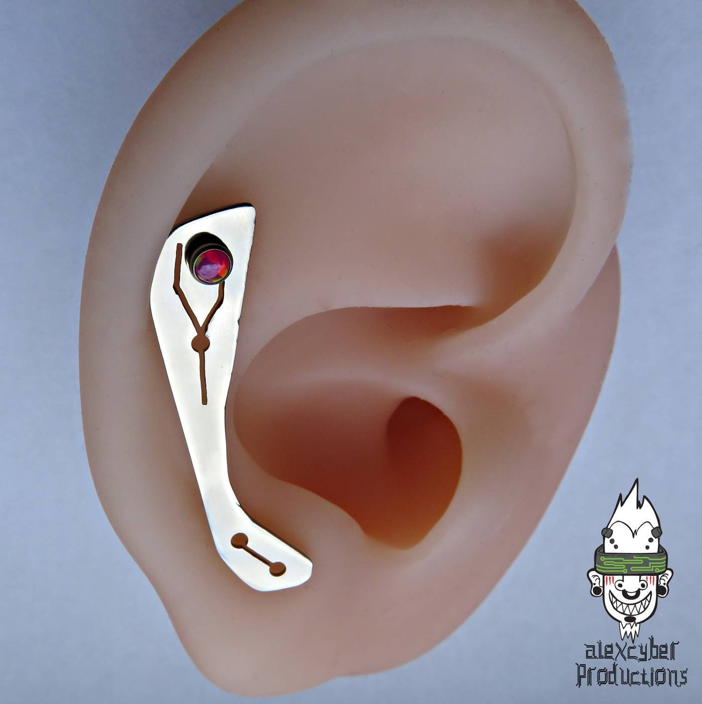On sale! Handmade titanium circuit attachement with opal labret 16G(1.2x6mm)