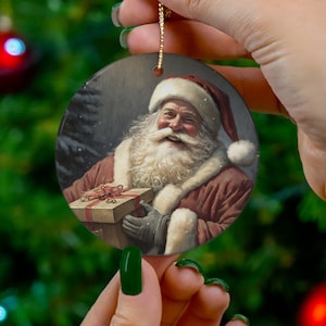 Ceramic Santa Ornament Retro Vintage Old world Father Christmas