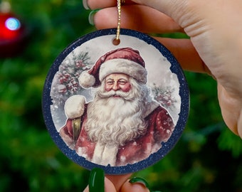 Ceramic Santa Ornament Retro Vintage Old world Father Christmas