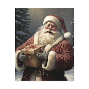 Canvas Gallery Wraps Santa Claus Christmas Home Decor Merry Christmas Santa Portrait Old World Santa