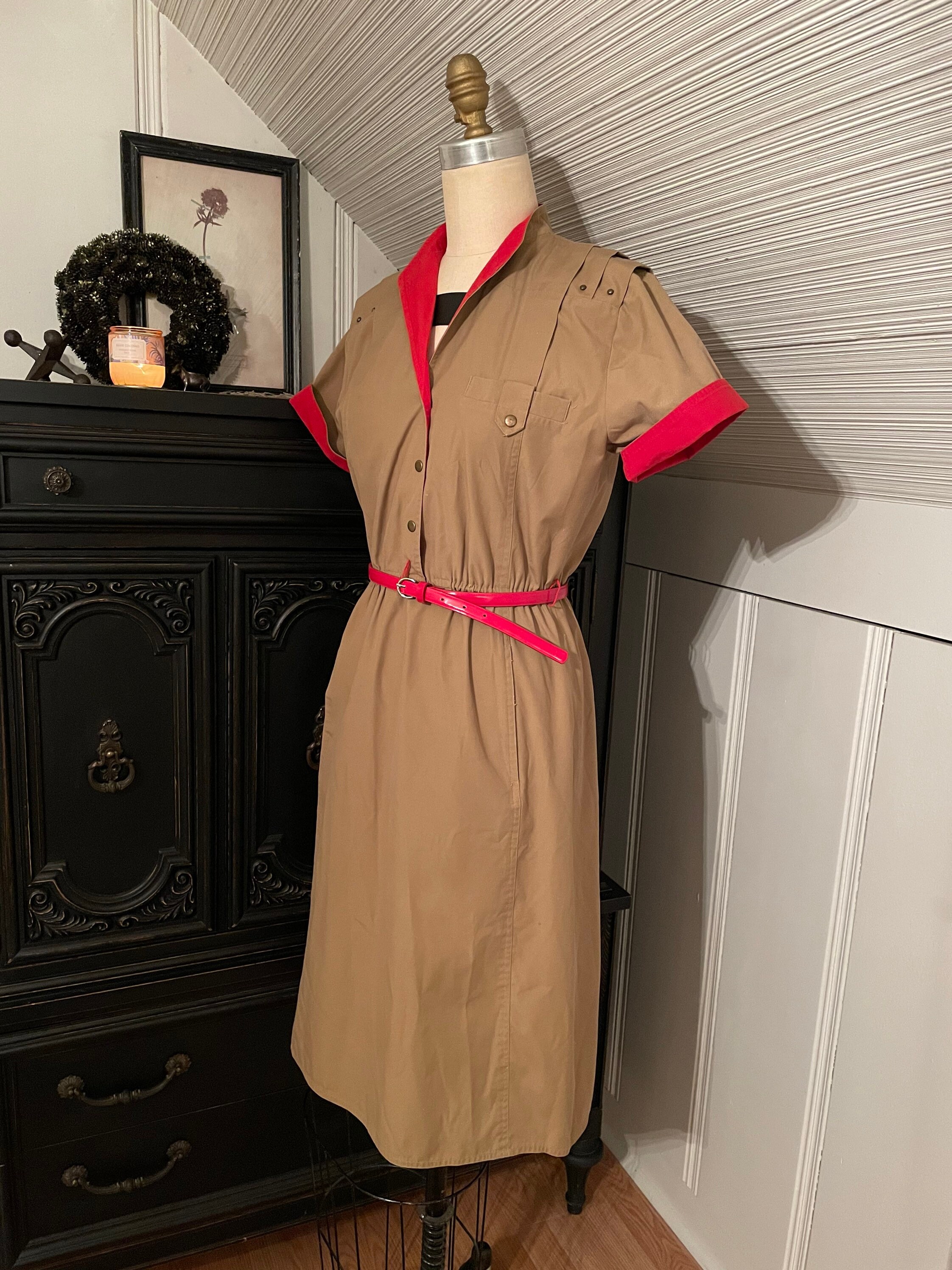 80s Jordache Khaki Button Down Safari 