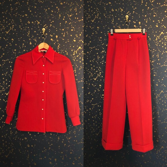 60s, Jonathan Logan, Red, Topstitch, Jersey, Pant