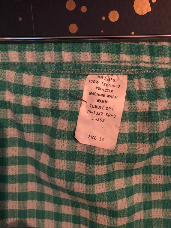 Vintage Green Gingham 100% Polyester Skirt - image 2