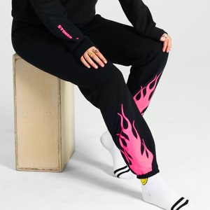 Black sweatpants with pink dragons new arrivals