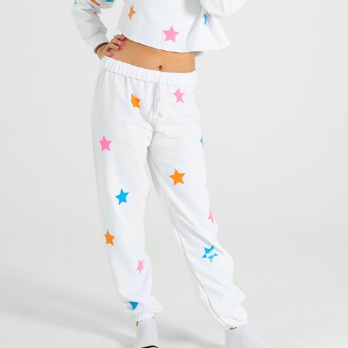 Rainbow Star Sweatpants White 