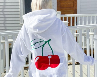Moletom com capuz Cherry Bomb - moletom - cereja - moletom com capuz branco - personalizado - moderno - fofo