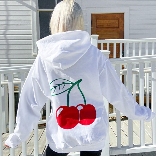 Cherry Bomb Hoodie Sweatshirt Cherry White Hoodie Etsy