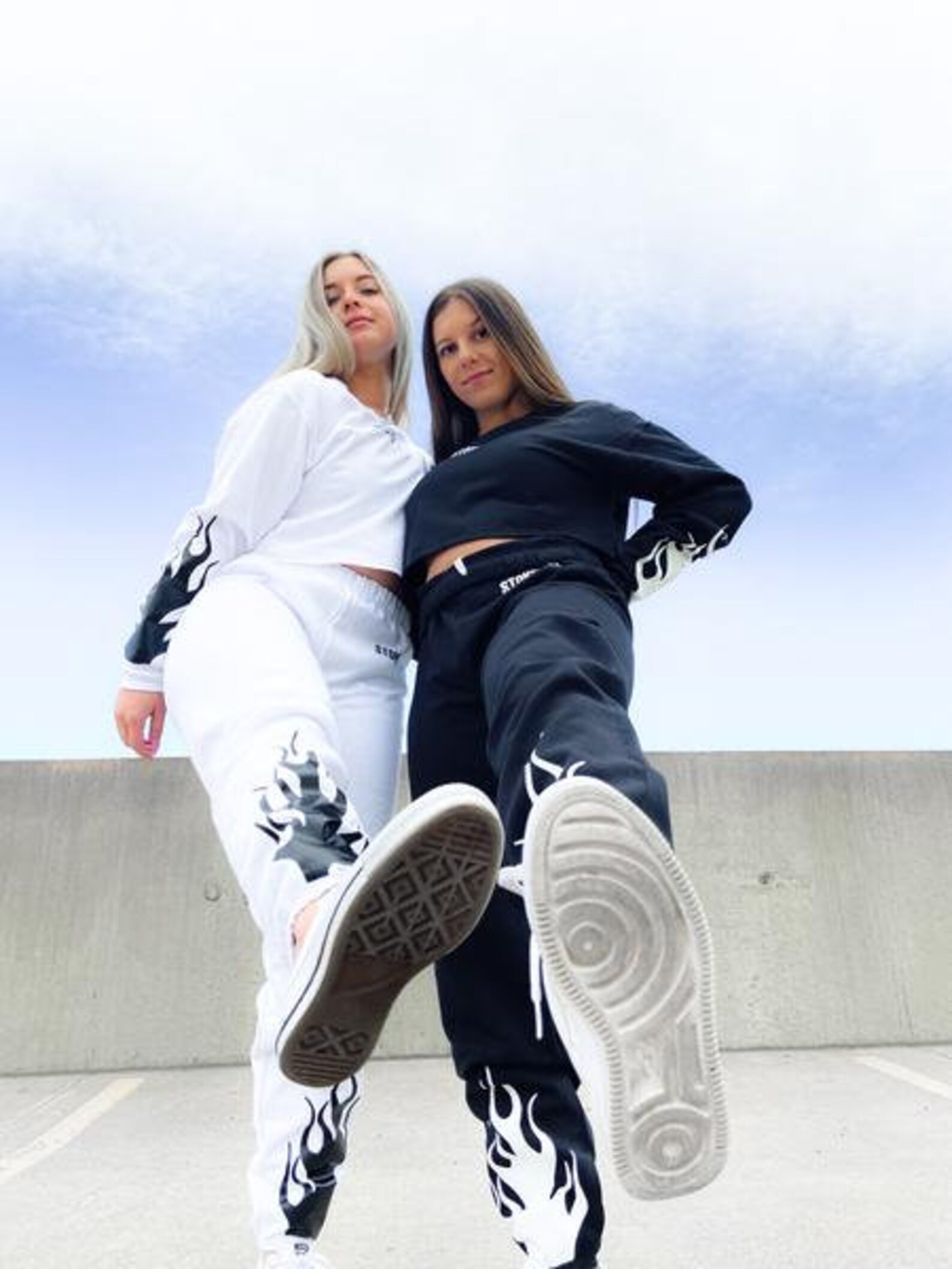 sweatpants with flames