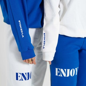 Enjoy Crewneck White white crewneck preppy sweatshirt cute trendy sweatshirt gift loungewear sweatset set comfy royal blue image 3