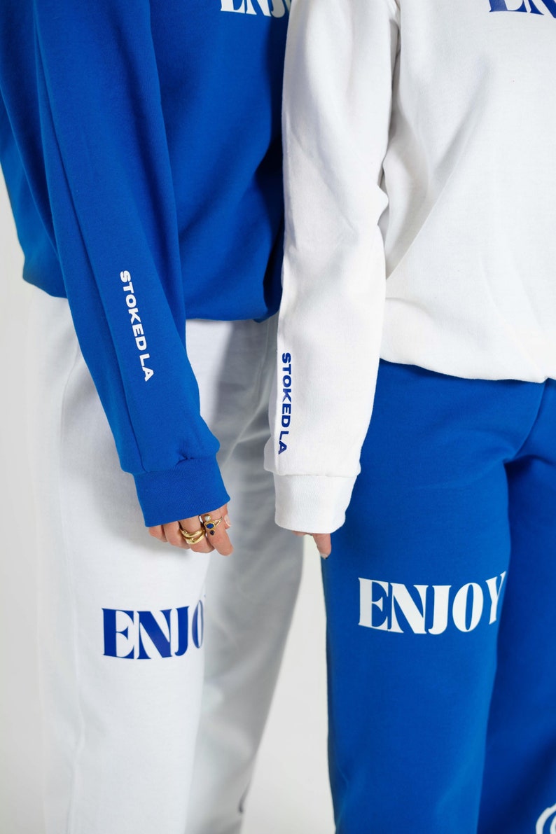 Enjoy Crewneck White white crewneck preppy sweatshirt cute trendy sweatshirt gift loungewear sweatset set comfy royal blue image 3