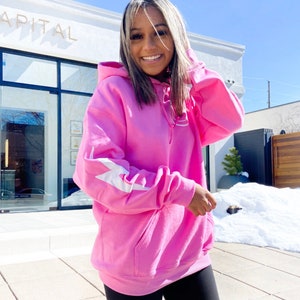 Pink Lightning Smiley Hoodie sweatshirt 