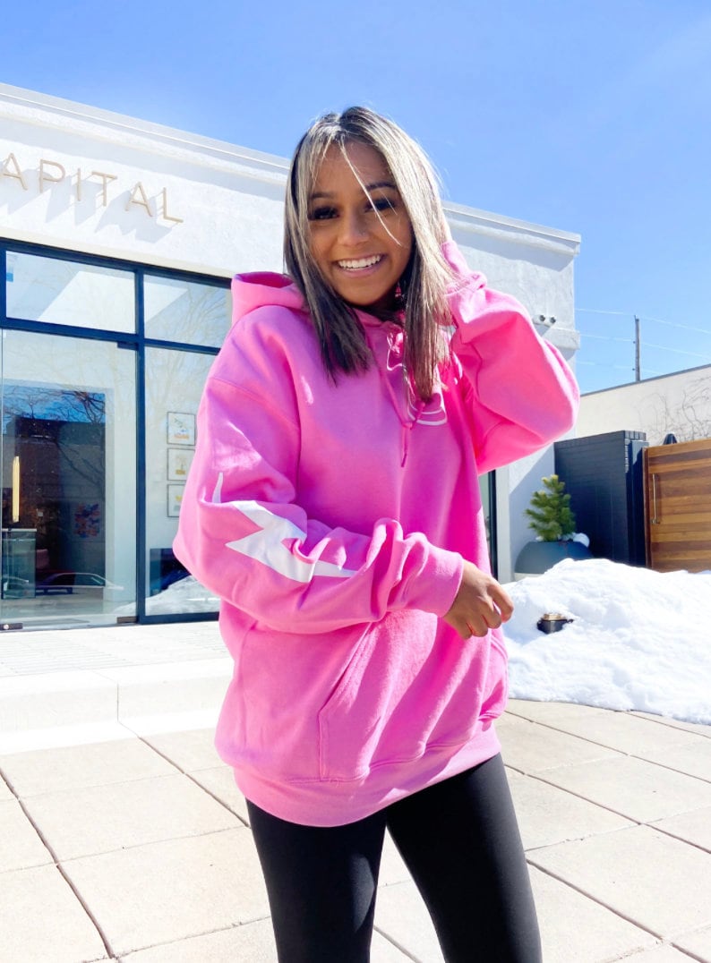 Pink Lightning Smiley Hoodie sweatshirt 