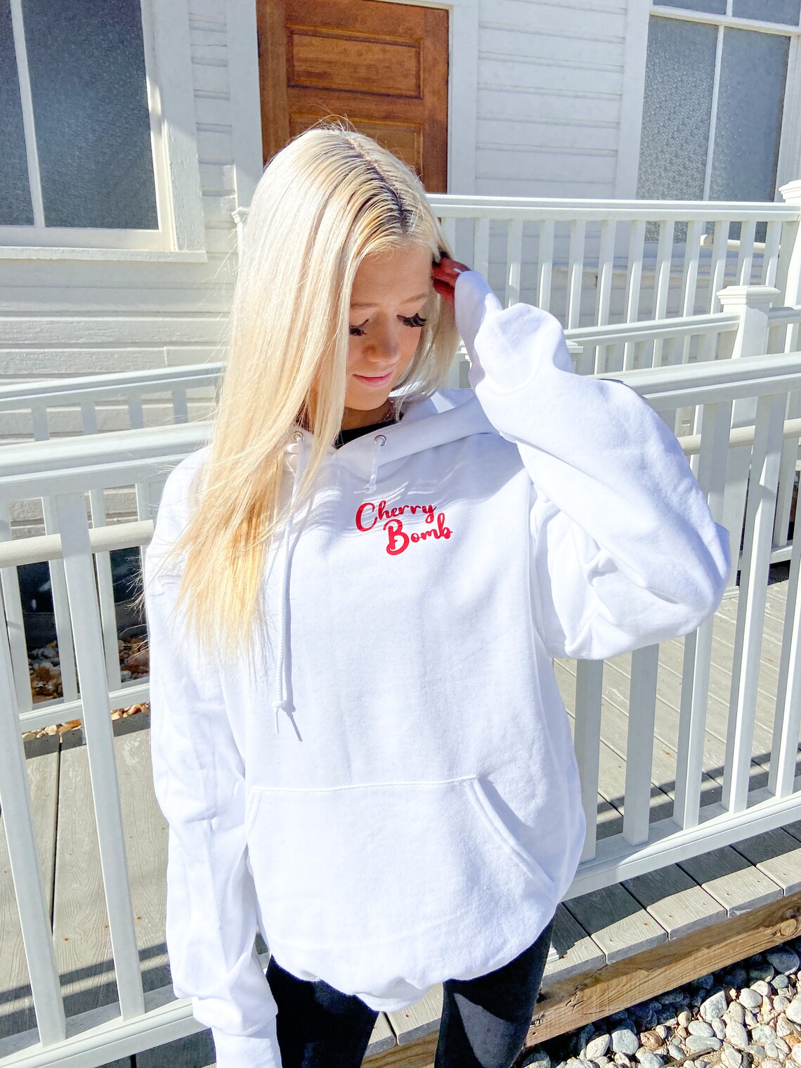 Cherry Bomb Hoodie Sweatshirt Cherry White Hoodie Etsy