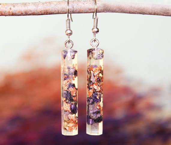 Dried Flower earrings resin glass earrings simple birthday gift for women gifts for grandma Floral gift valentines day gift dangle earrings