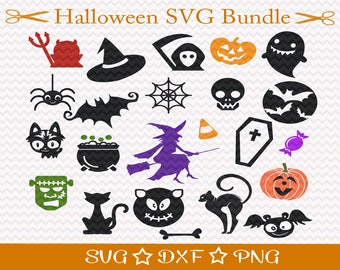 Halloween SVG Bundle,SVG Cut File, Black Cat Svg, Witch Svg, Witch's Hat Svg, Pumpkin Svg, Ghost Svg, Bat Svg
