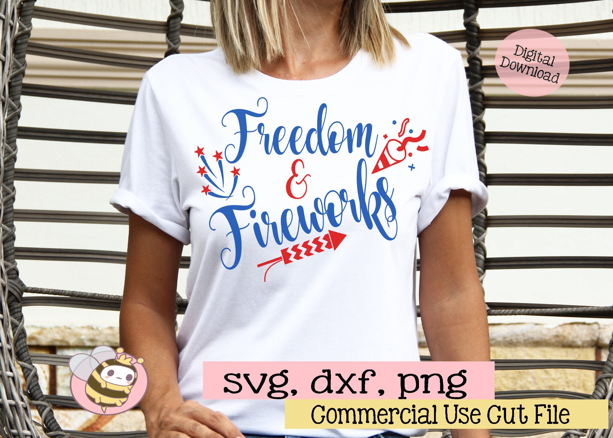 Download Freedom And Fireworks Svg Fourth Of July Svg File Patriotic Etsy